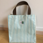 ちょっと訳あり★ラミネート ミニトートバッグ ストライプ ブルー