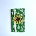 papihappy様オーダー品 コットンガーゼのご祝儀包み 北欧グリーン×大輪のひまわり