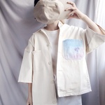 手描き 夕暮れデニムシャツ men's M