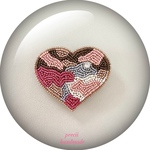 ビーズ刺繍ブローチ Camouflage Heart (pink)