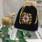 スクエアのちび巾着*桃