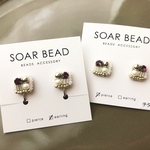 《new》ビーズ刺繍スワロフスキーのシルバーピアス/イヤリング