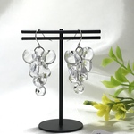 アクリル クリア 弾けるぶどうの大ぶりピアス/イヤリング(アンティーク、レトロ、ビンテージ、ブドウ、葡萄、クリア、透明、すず丸、すずまる、夏、バブル、泡、