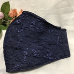 即納❣️ネイビー光沢生地 ベールマスク エレガントマスク 快適 抗菌防臭