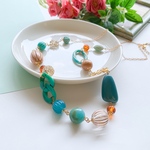 ◇ターコイズ✳︎ウッドのロングネックレス