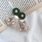 beads frower×ribbon pierce/earring(green)