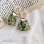 beads flower×ribbon pierce/earring(ivory)