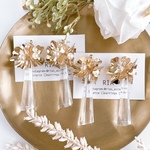 ♢goldflower clearピアス/イヤリング♢ サージカルステンレス/フックピアス/K16GP/シリコンカバー /アンティーク/ヴィンテージ