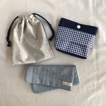 男の子セット⭐︎巾着袋・移動ポケット・ガーゼハンカチの3点セット⭐︎