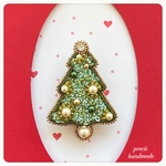 ビーズ刺繍ブローチ Christmas Tree クリスマスツリー
