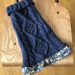 犬服☆アラン模様(ネイビー)☆リバティーシャツ付き☆Lサイズ