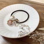 サンストーン ヘアゴム(天然石/コットンパール)