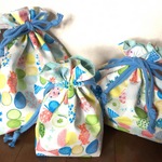 入園入学に…キャンディちょうちょ ブルー系 巾着3点セット お弁当コップ 送料込!