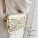 こっくりカラーのリッチなレザーポシェット【チャイブ ブロンズ】リバティプリント使用ポシェット