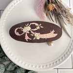 【SALE!】送料無料・リボン×小花の刺繍バレッタ