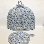 ティーコゼー&ポットマット(ブルー小花柄)