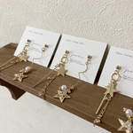 ジルコニア付きスター ピアス/イヤリング (スター/アシンメトリー)