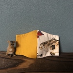 お魚大好き! バイカラー 子供用立体マスク(園児〜低学年向け) 幼稚園 保育園 夏 マスタードイエロー 男の子 かっこいい