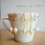 パステルカラーの春のゆらゆらイヤリング