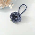 リネンの一輪アネモネ ヘアゴム・ブローチ|ネイビー