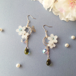 【SALE】桜しずくのイヤリング・ピアス ブルー-