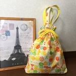 キャンディちょうイエロー系 体操服 お着替え袋 持ち手付き巾着タイプ