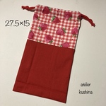 🍓縦長巾着袋☆27.5×15🍓いちごがいっぱい🍓箸箱入れ☆女の子