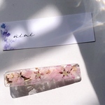 連なる桜 ヘアクリップ/彼岸桜/長方形/ゴールド