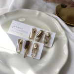 (再)天然素材入り 小粒 3点セット(ピアス/イヤリング/淡水パール/シェル/アシンメトリー)