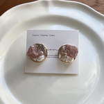 苺氷(ピアス/イヤリング/天然石/淡水パール/ピンク)