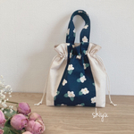 【送料無料】縦ライン*巾着バッグ《ネイビー》