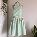 ♡シンプル可愛い:*子供ギャザーエプロン&三角巾。.:*☆M(130〜150)サイズ☆