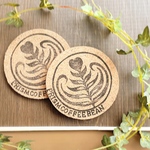 【数量限定¥500→¥300】おうちカフェ*オリジナルラテアートのコルクコースター/シングルリーフ 2枚セット【個別発送】