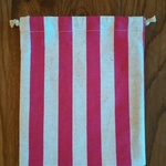 巾着袋(ピンクストライプ)