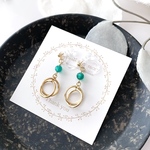 小ぶりなクロスフープイヤリング*グリーンオニキス