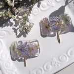 淡い花とライラックのポニーフック/ゴールド