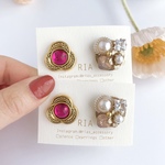 ♢pinkbutton×pinkbijouピアス/イヤリング♢ サージカルステンレス/シリコンカバー ボタンアクセサリー