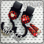 送料無料☆ファミリア風ベビーカーフック&パッチン留めREDセット