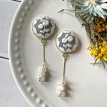 【送料無料】アンティークレース風刺繍ピアス/イヤリング・SBL