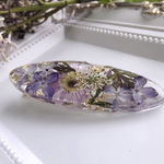 ライラックと淡いお花のヘアクリップ/オバール型/ゴールド