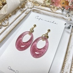 ハンドメイド*イヤリング ピンクゴールド 雫 ピアス ノンホールピアス 金属アレルギー対応