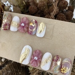 【送料無料】和装 ピンクフラワーネイル 結婚式 成人式