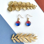 小粒なワイヤーフレームピアス/イヤリング 【レッド×ブルー】