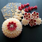 ≪つまみ細工≫*クリーム色*丸菊髪飾り 七五三・成人式・卒業式