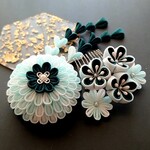 ≪つまみ細工≫*ブルー*丸菊髪飾り 七五三・成人式・卒業式