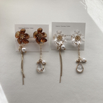 べっ甲フラワー【2way】( ピアス/イヤリング/アシンメトリー/花/琥珀)