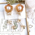 ♢brownflower flowercharmピアス/イヤリング♢ 【2wayにオプションで変更可能】サージカルステンレス/シリコンカバー