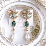 ♢heartbutton bluepearlピアス/イヤリング♢サージカルステンレス/シリコンカバー