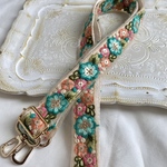 ★再販★インド刺繍リボンネックストラップ(グリーンお花)