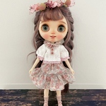 『ハンドメイド』ネオブライスお花柄ギャザースカートアウトフィット☆3点セット